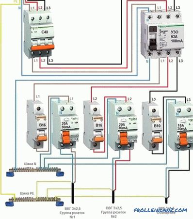 Come collegare l'RCD - schema elettrico